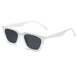 Produktbild: SOJOS Cateye Sonnenbrille Damen Polarisiert Vintage Retro Eckig Coole Frauen Schmale UV400 Schutz Klassische Outdoor Moderne Sonnenbrillen SJ2169 mit Weißer Rahmen/Graue Linse