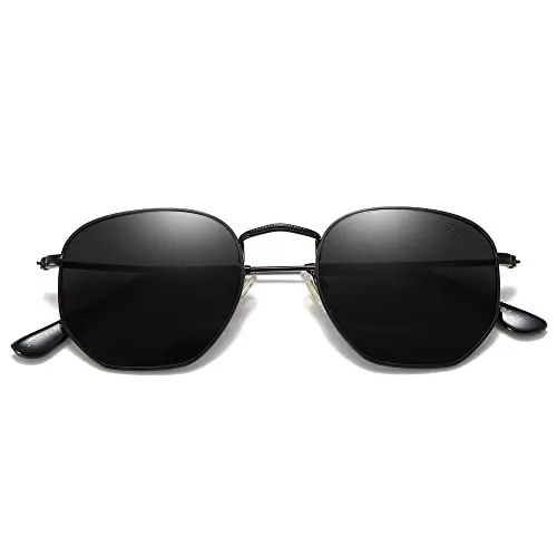 Produktbild: SOJOS Mode Polygon Sonnenbrille Damen Herren Verspiegelte Polarisiert Linse Leichte Unisex Brille SJ1072 mit Schwarz Rahmen/Grau Linse