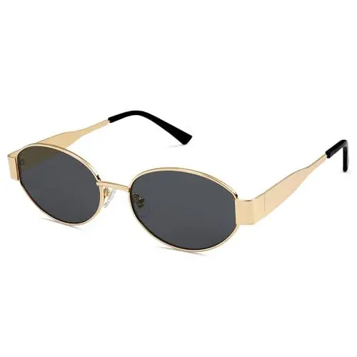 Produktbild: SOJOS Retro Sonnenbrille Damen Herren Oval Metal Trendy Classic UV400 Schutz Sonnenbrillen SJ1217