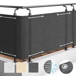 Produktbild: Sol Royal SolVision Balkon Sichtschutz HB2 HDPE blickdichte Balkonumspannung 90x500 cm – Schutz für Balkon Geländer Sichtschutz Anthrazit – Abdeckung mit Ösen und Kordel