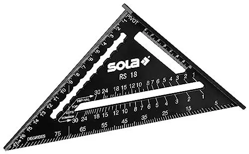 Produktbild: SOLA - RS 18-5in1 Zimmermannswinkel - Anschlagwinkel 18 cm - robuster Schreinerwinkel aus Aluminium mit metrischer Skala - Multifunktionswinkel: Lineal, Anschlagwinkel, Gehrungswinkel, Winkelmesser