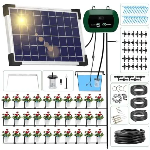 Produktbild: Solar Bewässerungssystem 300 Automatische BewäSserung Modi, Automatische Bewässerungssystem Garten mit 30M Tropfschlauch, Bewässerungssystem für Topfpflanzen, Garten, Balkon Pflanzen, Gewächshaus