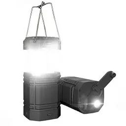 Produktbild: Solar Camping Handkurbel Laterne, Tragbare Ultrahelle LED-Taschenlampe, 30-35 Stunden Laufzeit, USB-Ladegerät, 3000mAh Power Bank, Elektronische Laterne für den Außenbereich, Wanderlesung, Notfall