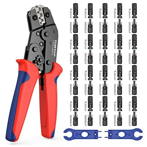 Produktbild: Solar Crimpzange Set - TUBTAP® Solar Crimpzange mit 40 Stück Male Female Solarpanel Kabelstecker für 2.5/4.0/6.0mm² Solarpanel Kabel,1 Paar Solar Steckverbinder Schraubenschlüssel