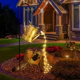 Produktbild: Solar Gießkanne mit Lichterkette Gartendeko - Gießkannenlicht Lichter für Hofweg Baum Rasen Yard Path, Solar Märchengarten LED, Lichterketten Aussen, Star Shower Garten Leuchten ​(mit Schäferhaken)
