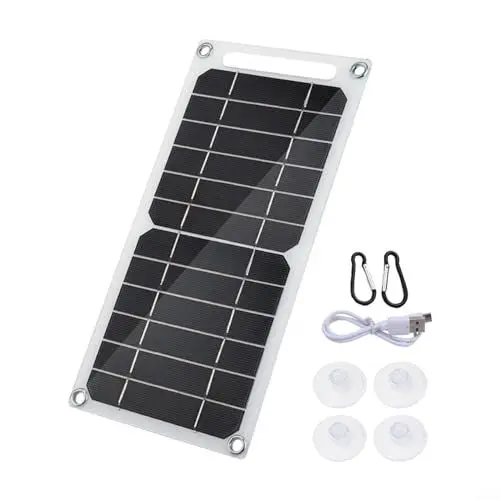 Produktbild: Solar Ladegerät 6W Solar Kit 5V Outdoor Solar Handy Ladepanel Flexibles Solarpanel mit Datenkabel Bergsteigerschnallen PVC-Sauger