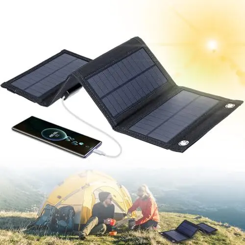 Produktbild: Solar Ladegerät, CJBIN 10W Solarpanel Faltbar, USB Ports Solar Panel Wasserdicht, Wireless Solar Panels, Faltbares Solarpanel für Outdoor Aktivitäten, für Smartphones, Tablets und mehr