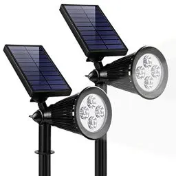 Produktbild: Solar Lichter im Freien, 2-in-1 wasserdichte justierbare solarbetriebene Landschaft Spotlights, Auto Ein/Aus Solar Garten Licht für Yard Pathway Rasen Baum Patio Garten Halloween Dekoration (Weiß)
