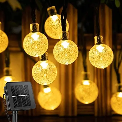 Produktbild: Solar Lichterkette Aussen Wetterfest, 30 LED 6.5M 8 Modi IP65 Kristall Kugeln Lichterkette Außen Solar Lampions für Balkon Deko Terassen Garten Bäume Weihnachten Hochzeiten Partys (Warmweiß, 30LED)