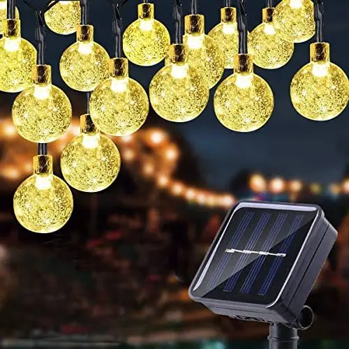 Produktbild: Solar Lichterkette Außen & Innen,12M 100 LED Kristallkugeln Wasserdicht Outdoor ,8 Modi, für Garten, Balkons,Weihnachten,Hochzeiten, Camping (Warmweiß)