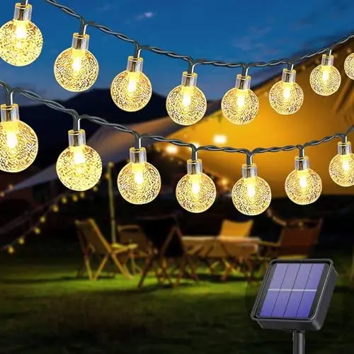 Produktbild: Solar Lichterkette aussen, 50LED 23ft 8 Modi Solar Kristall Kugeln wasserdicht Außer/Innen Lichter Beleuchtung für Garten, Bäume, Terrasse, Weihnachten, Hochzeiten, Partys (warmweiß)