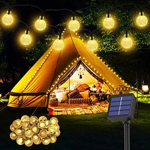 Produktbild: Realky Realky Solarleuchten für den Außenbereich, Garten, 8,1 m, 30 LED-Solarkugellichter, IP65 wasserdichte Kristall-Kugel-Lichterkette, 8 Modi, Lichterkette für Garten, Pavillon, Hochzeit, Party, D