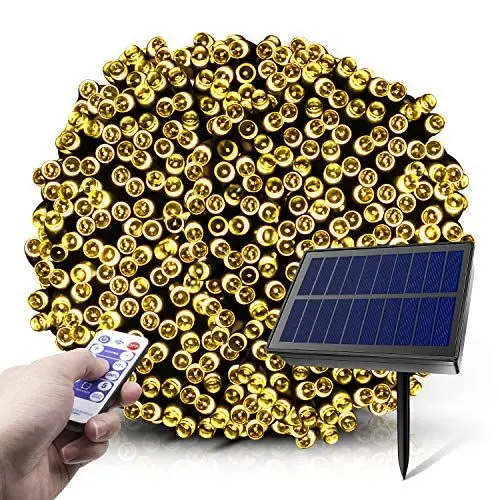 Produktbild: Solar Lichterketten, 200 LED 8 Modi Solar Lichterketten mit Fernbedienung, wasserdichte Sternenlichterketten für den Außenbereich, Gärten, Häuser, Hochzeit, Urlaub, Party, Weihnachtsdekoration