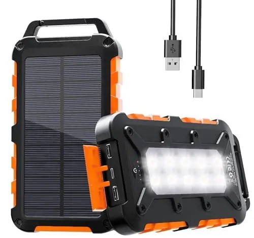 Produktbild: Solar Powerbank 26800 mAh, PD15W Tragbare USB C Solar Ladegerät mit 3 Ausgänge 2 Eingänge, Wasserdichtem Power Bank Solarpanel Outdoor Kompatibel für Smartphones, Tablets und mehr