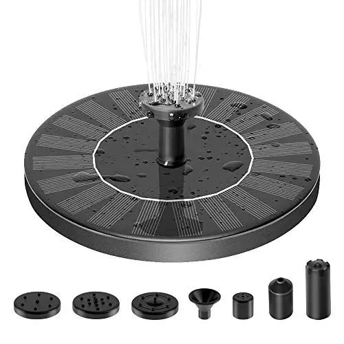 Produktbild: Solar Springbrunnen Solar Teichpumpe mit 1W Solar Panel Solarbrunnen Solar Schwimmender Fontäne Pumpe mit 6 Fontänenstile für Garten Vogel-Bad Teich Fisch-Behälter (1W)