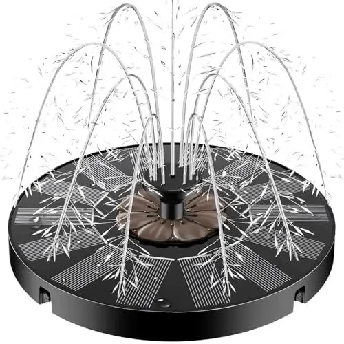 Produktbild: Solar Springbrunnen, Yzert 2025 Neue Solar Teichpumpe mit 7 Düsen & 4 Fixe Rohre Solar Wasserpumpe Solar Schwimmender Fontäne Pumpe für Garten, Teich, Vogel-Bad