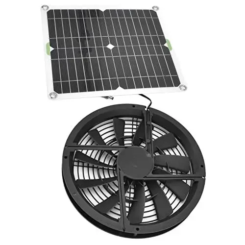 Produktbild: VBESTLIFE Solarpanel-Lüfter, 3000 U/min, wasserdichter Gewächshausventilator, mit Metallschutzgitter, geeignet für kleine Hühnerställe, Schuppen, Haustierhäuser, Fensterauspuff