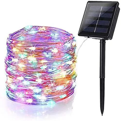 Produktbild: Solar Weihnachten Lichterkette Außen, BrizLabs 24M 240 LED Aussen Kupferdraht Beleuchtung Solarlichterkette 8 Modi Wasserdicht für Xmas Bäume Garten Balkon Terrasse Hochzeit Party Deko, Bunt
