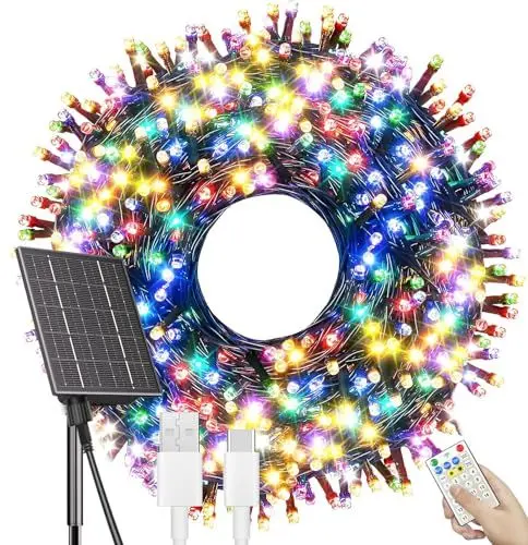 Produktbild: SOLARBABY Solar Lichterkette Aussen, 50M 500LED Weihnachtsbeleuchtung Außen Wetterfest mit 19 Modi IP65 Lichterkette Außen Solar Weihnachtsdeko Outdoor für Garten Bäume Terrasse Balkon-Bunt