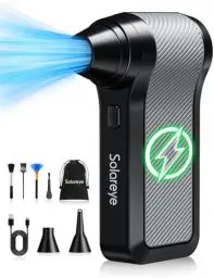 Produktbild: Solareye Druckluft Compressed Air Duster, 3-Gang 130000 U/min, Elektrische Staubgebläse Luftdruckspray, Reinigungsbürste und USB Schnellladung, für PC Reinigungsset, Auto, Sofa