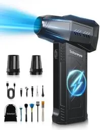 Produktbild: Solareye Druckluft Compressed Air Duster, 3-Gang 180000 U/min, Elektrische Staubgebläse Luftdruckspray mit 6000mAh Akku, Reinigungsbürste und USB Schnellladung, für PC Reinigungsset, Auto, Sofa