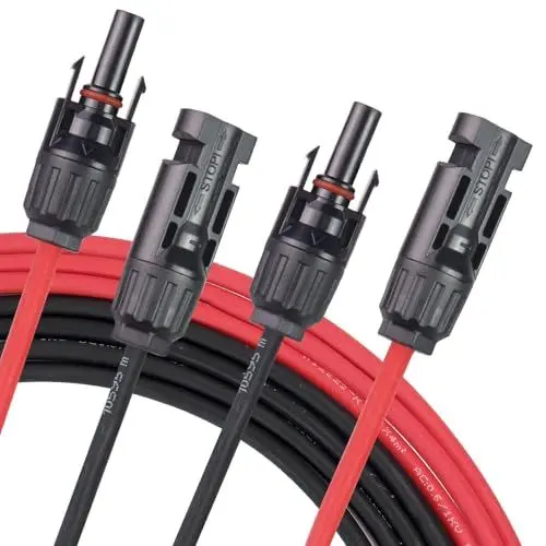 Produktbild: Solarkabel 6mm²,Solarkabel Verlängerung 5M,Solarleitung Verlängerungskabel für PV Photovoltaik Solaranlage Solarpanel Solar Kabel Verlängerung, IP68 Wasserdichte Solarstecker PV Kabel (Rot/Schwarz)
