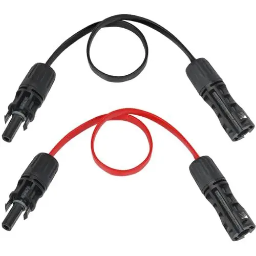 Produktbild: Solarkabel Fensterdurchführung 50cm, 1500V Balkon Photovoltaik Solarkabel Verlängerung, Solarkabel Verlängerungskabel(Rot/Schwarz), IP67 Solarstecker Waterproof Solar Photovoltaic Cable