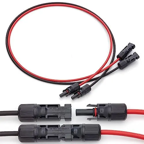Produktbild: Solarkabel Verlängerung 4mm² Verlängerungskabel 1 m für Photovoltaik-Anlagen mit Buchsen & Steckern in Rot/Schwarz