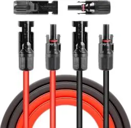 Produktbild: Solarkabel Verlängerung, 6mm² Verlängerungskabel, Photovoltaik Solarkabel, mit Solarpanel Buchse und Stecker, Rot Schwarz Solar Kabel (1M)