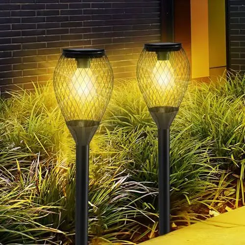 Produktbild: Solarlampen für Außen Garten,2 Stück Solarleuchten für Außen,IP65 Wasserdicht Solar für Den Garten,Warmweiße Solarleuchte für Gärten, Rasenflächen, Gehwege(Auto Ein/Aus)