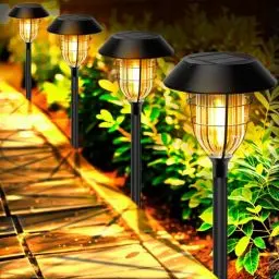 Produktbild: Solarlampen für Außen Garten,6 Stück Solar Gartenleuchten mit Warmweiß Wolfram Licht,IP65 Wasserdicht Auto Ein/Aus Metale Solar Gartenleuchte für Rasen Terrasse Hof Geschenke Balkon,Beleuchtung