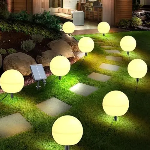 Produktbild: Solarlampen für Außen Garten 6 Stück Kugel Solar Lichterkette Aussen 7 Farbwechselnde Balkonlichter im Freien Wasserdicht für Braußen Gehwege Hof Gehweg Gartendeko LED（6 Stück, φ12Zentimeter）