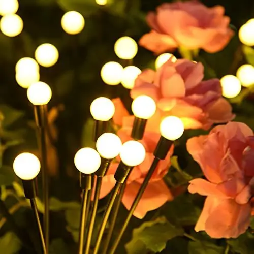 Produktbild: Solarlampen für Außen Garten, Cnkeeo 4 Stück Firefly Solar-Gartenlichter 8 Modi Wasserdicht Glühwürmchen Leuchte mit Fernbedienung für Gehwege Hof Terrasse Gehweg Decor