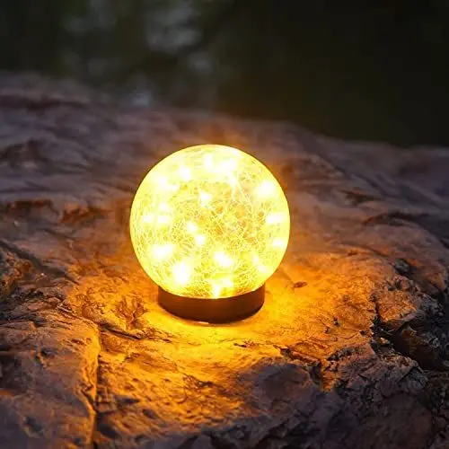 Produktbild: Solarlampen für Außen, Kizozo Solar Kugelleuchte 12cm, Solarlampen Garten IP55 wasserdicht, Solarleuchten für außen, Solar Gartenleuchten mit 30LED Lichter, Bodenleuchten außen, warmweiß,1 Stück