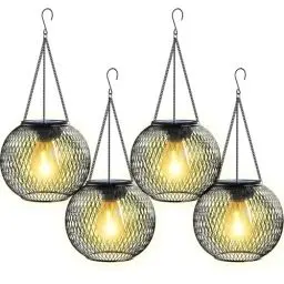 Produktbild: Solarlampen für Außen, Ortiny 4 Stück IP65 Wasserdicht Metall Solarlampen für Außen Garten Christmas Decorations Solarlampen für Garten Draußen Gartendeko Patio Baum Balkon Rasen Wand Tisch Geschenk