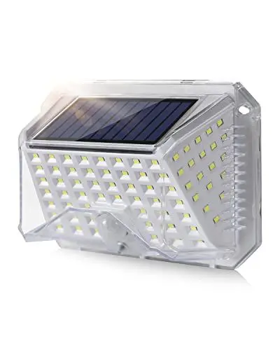 Produktbild: Solarlampen für Außen mit Bewegungsmelder Aussen IP65 Wasserdicht Solarleuchten Led Strahler Aussenlampe Sicherheitswandleuchte 3 Modi Solar Wandleuchte für Balkon Garten Garage Hauswand Hof Weiß