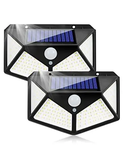 Produktbild: Solarlampen für Außen mit Bewegungsmelder Aussen Solarleuchten Led Strahler Aussenlampe Sicherheitswandleuchte IP65 Wasserdicht 3 Modi Solar Wandleuchte für Balkon Garten Garage Hauswand Hof (2 Stück)