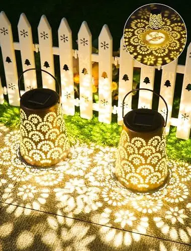 Produktbild: Solarlampen für Außen, 2 Stück Solarlaterne für Außen IP65 Wasserdicht Balkon Deko, Metall LED Gartenleuchte für Dekoration Garten, Gartendeko, Terrasse, Patio, Baum, Camping, Rasen, Hinterhöfe