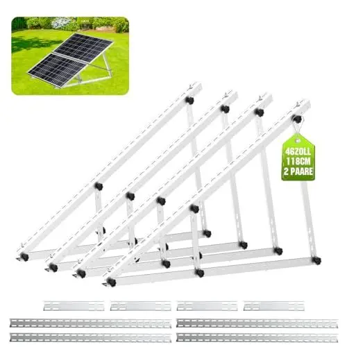 Produktbild: Solarpanel Halterung Halterung Balkonkraftwerk für 200W-500W Solarpanel Winkel Einstellbar 0-90° Halterung für Solarpanel für Dachhalterungen Solarmodule (118cm Verstellbare Solarpanel Halterung)