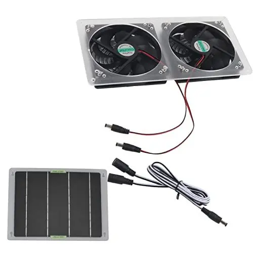 Produktbild: Solarpanel Lüfter Kit, 100 W 12 V Dual Solar Abluftventilatoren mit Solarpanel, Wasserdichter Solarbetriebener Gewächshausventilator für Kleine Hühnerställe, Schuppen, Kriechkeller, Haustierhäuser