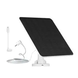 Produktbild: Solarpanel für Ring Kamera, 5W Kamera Solarpanel kompatibel mit Ring Stick Up Cam/Pro Akku, Spotlight Cam Plus/Pro Akku, Inklusive Barrel Stecker zu USB-C Adapter, IP65 Wasserdicht, 9.8ft Kabel