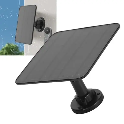 Produktbild: Solarpanel für Überwachungskamera, 12 W IP65 Wasserdichtes Kamera-Solarpanel-Ladegerät, Kontinuierliche Solarstromversorgung für Arlo Pro 3 Pro 4 Pro 5S Ultra Ultra 2 Go 2 (BLACK)
