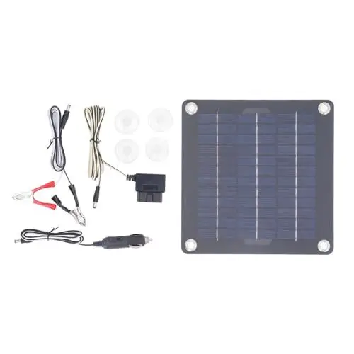 Produktbild: Solarpanel-Kit, Monokristalliner Batterieerhalt mit 12 V und 18 V Ausgang, mit 10 W Solarpanel, OBD-Stecker, Batterieklemme, Solarbatterieladegerät für Wohnmobil, Auto, Boot