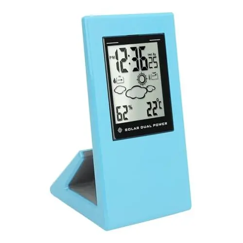 Produktbild: Solaruhr, Timing-Temperatur und Luftfeuchtigkeit, Leicht Ablesbar, Sensor- und Schaltfunktion, LCD-Display, Wettertemperatur-Luftfeuchtigkeitsuhr, Geeignet für den Heim-, Schul-,