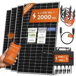 Produktbild: Solarway® Balkonkraftwerk 2000W komplett Steckdose - neuester 2000W Wechselrichter - Solaranlage Komplettset - 500W Solarmodule & Envertech & Zubehör