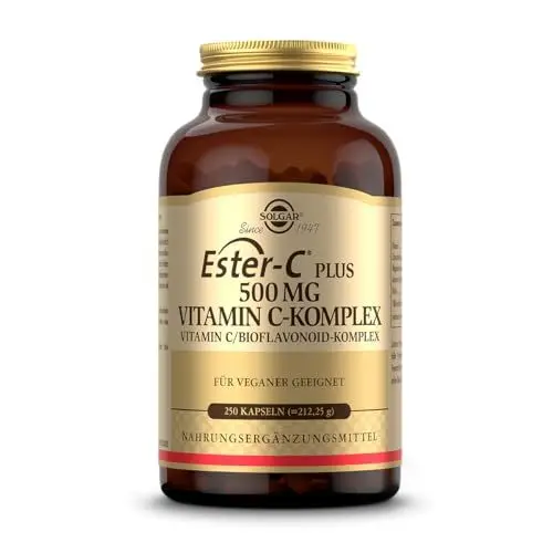 Produktbild: SOLGAR® Ester-C Plus (500 mg) | Vitamin C-Komplex mit patentiertem Ester-C®, Citrus Bioflavonoiden, Acerola-Extrakt, Hagebutten-Pulver und Rutin | 250 vegane Kapseln