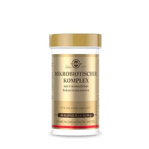Produktbild: SOLGAR® MIKROBIOTISCHER KOMPLEX | Mit 4 wesentlichen Bakterienstämmen | Für das Magen-Darm-System | 60 vegane & magensaftresistente Kapseln