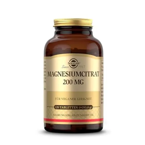 Produktbild: SOLGAR® Magnesiumcitrat 200mg | Für Energie, Psyche & Muskeln | hohe Bioverfügbarkeit | 120 vegane Tabletten
