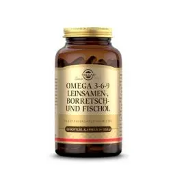 Produktbild: SOLGAR® OMEGA 3-6-9 | Ausgewogenes Verhältnis von Omega-3-, 6- und 9-Fettsäuren aus Leinsamen-, Borretsch- und Fischöl | 60 Softgel-Kapseln für 20 Tage