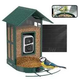 Produktbild: SOLIOM BF08 Vogelhaus mit Kamera,Vogelfutterspender für den Hinterhof, Vogelfutterhaus mit Video Aufnehmen,WiFi Kamera Smart Vogelfutterautomat mit Solarpanel Stromversorgung & KI-Vogelerkennung